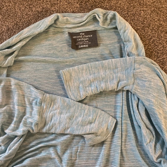 Land & Sea West Coast Apparel The Second Chance Cardigan Teal Aqua Shrug Stripes - Picture 7 of 7
